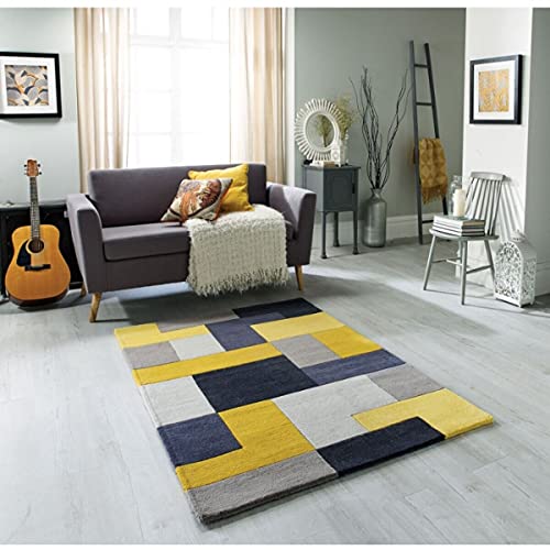 Gold & Yellow Multi Coloured Hand Tufted Wool Carpet