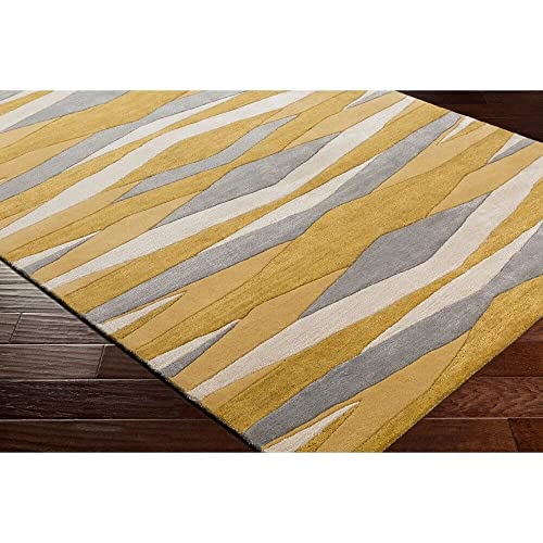 Mustard & Grey Hand Tufted Wool Carpet For Living Room & Bed Room