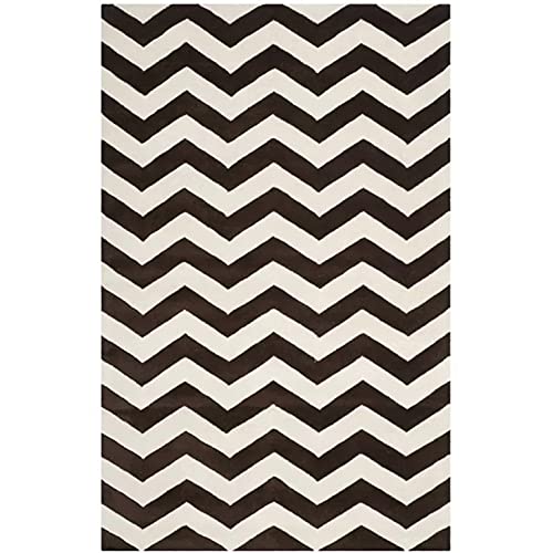 Zig Zag Brown & Brown Hand Tufted Wool Rug For Living Room & Bed Room