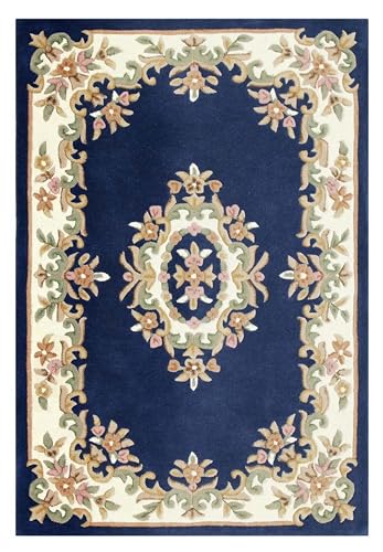 Deep Blue Persian Hand-Tufted Wool Carpet Contemporary Design for Living Room, Bedroom, and Hall