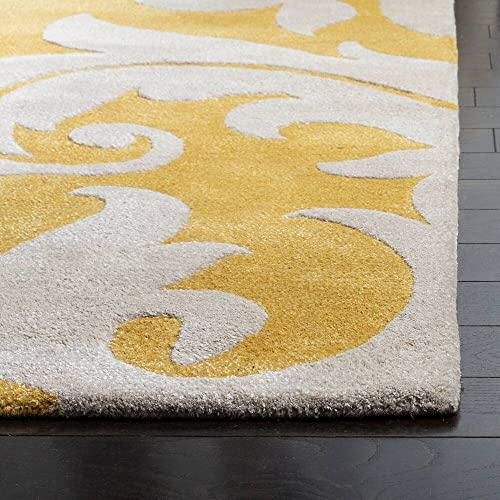 Yellow & Cream Hand Tufted Abstract Wool Rug For Living Room & Bed Room