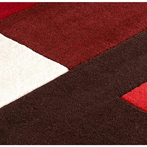 Red & Maroon Cubes Hand Tufted Wool Carpet For Living Room & Bed Room