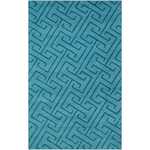 Hand Tufted Sky Blue High Low Pile Wool Carpet For Living Room & Bed Room