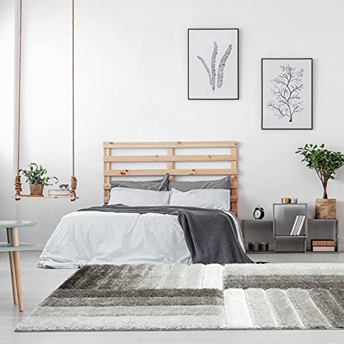 Grey Multi Coloured Handmade 3D Edge Super Soft Microfiber & Polyester Shaggy Carpet For Bed Room & Living Room