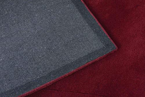 Hand Tufted Wine Geometric Wool Carpet For Living Room & Bed Room