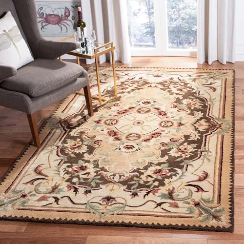 Black & Light Brown Persian Hand Tufted Wool Carpet Contemporary Design for Living Room, Bedroom, and Hall