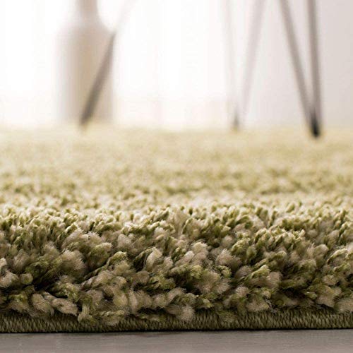 Pastel Green Handcrafted Round Solid Microfiber Plush Anti Skid Shaggy Carpet