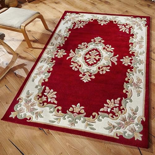 Maroon Persian Hand Tufted Wool Carpet Contemporary Design for Living Room, Bedroom, and Hall