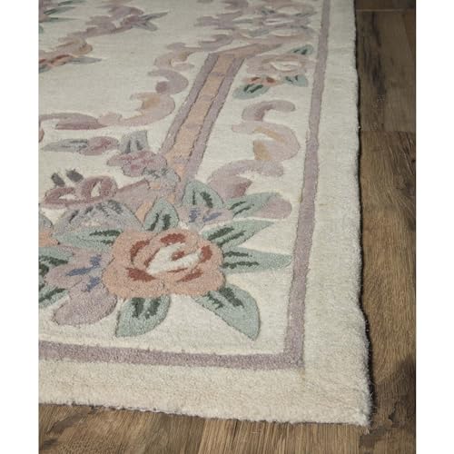 Cream Persian Hand Tufted Wool Carpet Contemporary Design for Living Room, Bedroom, and Hall