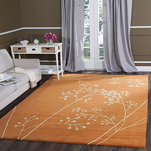 Scartlet Orange Floral  Hand Tufted Anti Slip Carpet