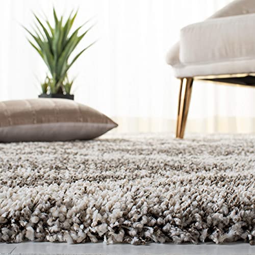 Brown & Ivory Round Trellis Microfiber Super Soft Anti Skid Shaggy Rug