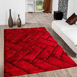 Bricks Microfiber Super Soft Handmade Shaggy Carpet