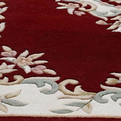 Maroon Persian Hand Tufted Wool Carpet Contemporary Design for Living Room, Bedroom, and Hall