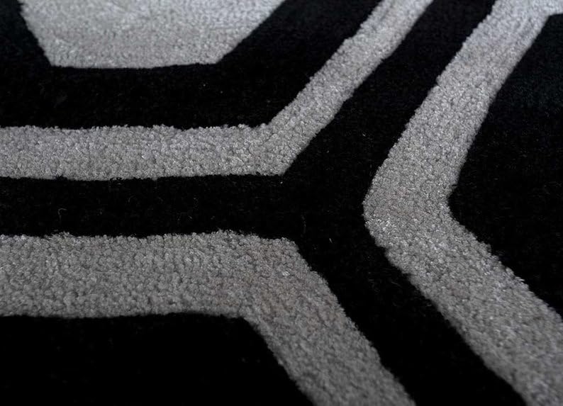 Grey and Black Hand Tufted Wool Carpet