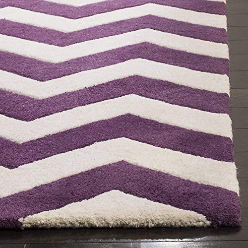 Zig Zag Purple Hand Tufted Wool Rug For Living Room & Bed Room