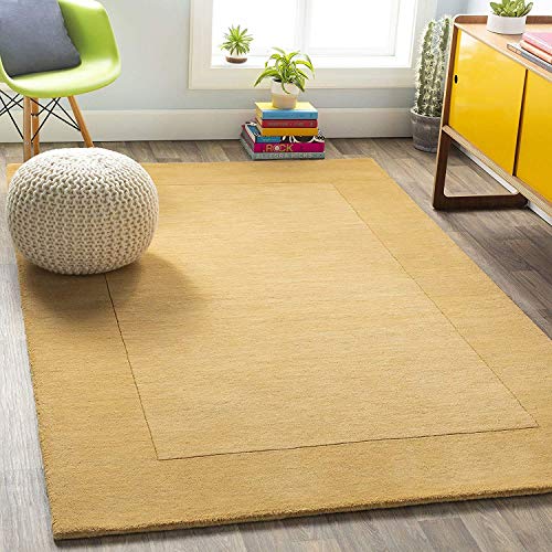 Hand Tufted Beige Geometric Wool Carpet For Living Room & Bed Room