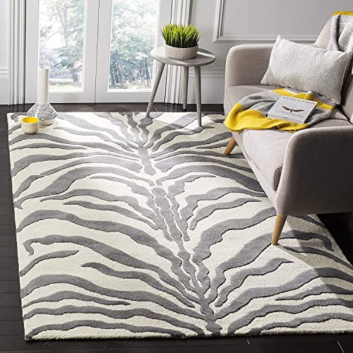 Grey Tiger High Low Pile Hand Tufted Wool Caroet For Living Room &  Bed Room