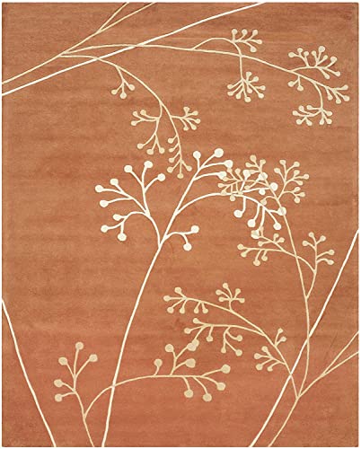 Scartlet Orange Floral  Hand Tufted Anti Slip Carpet