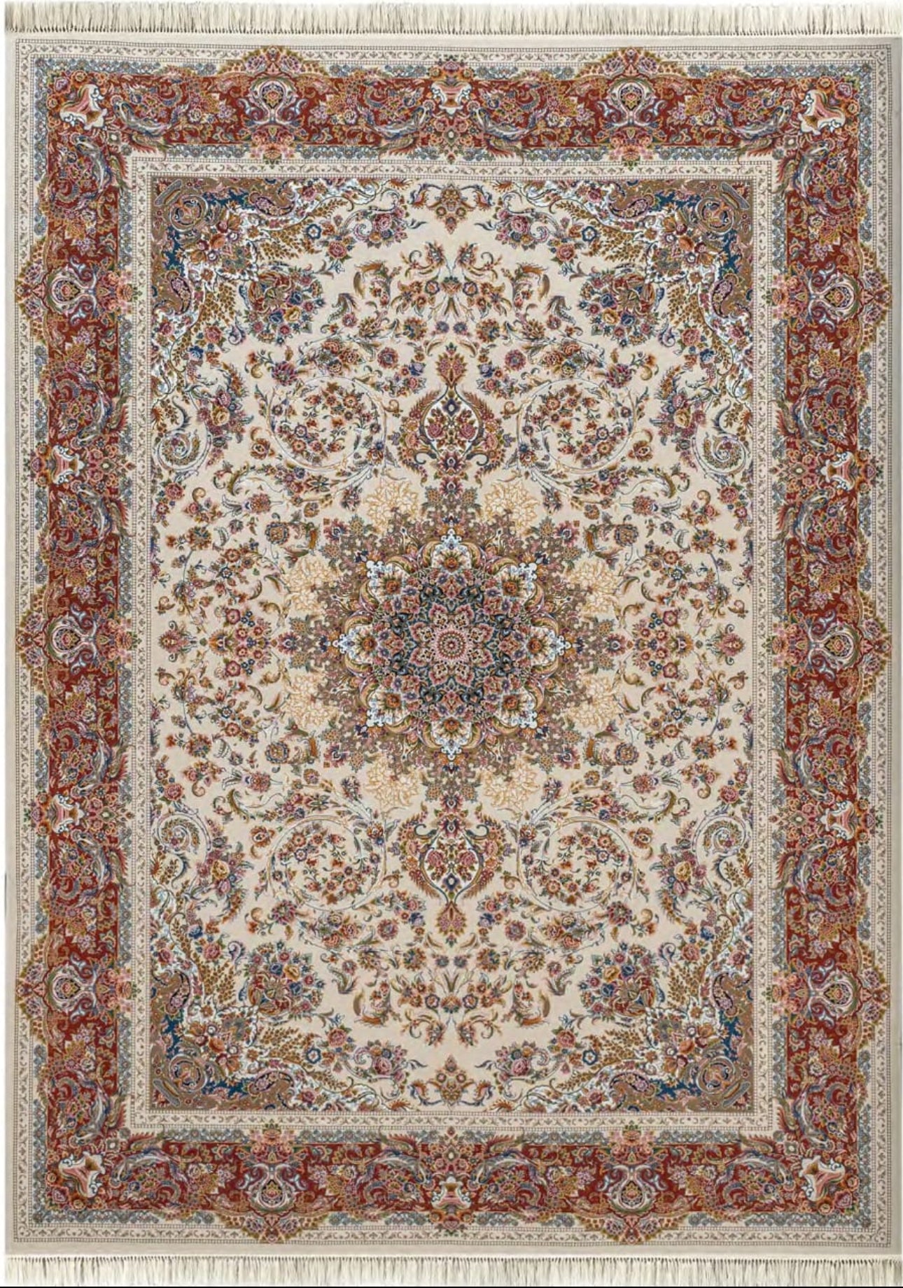 Tazeen Iranian Imported Cream Silk Blend Rug 1500 Reeds