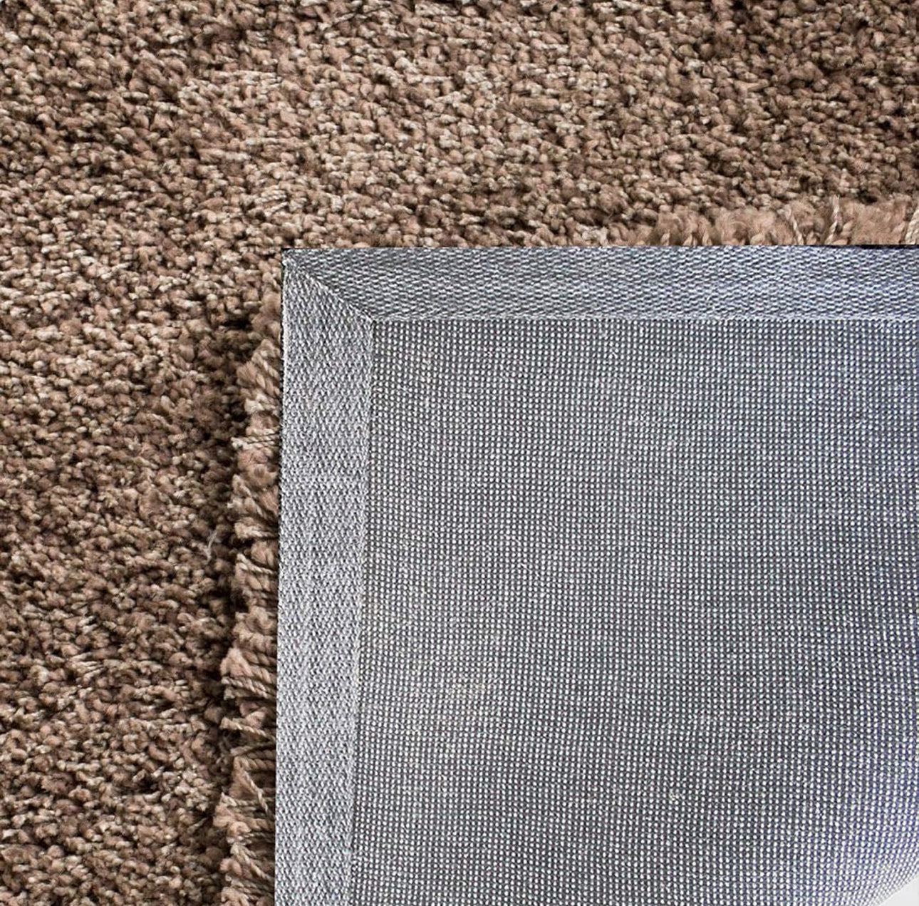 Light Brown Handcrafted Round Solid Microfiber Plush Anti Skid Shaggy Carpet