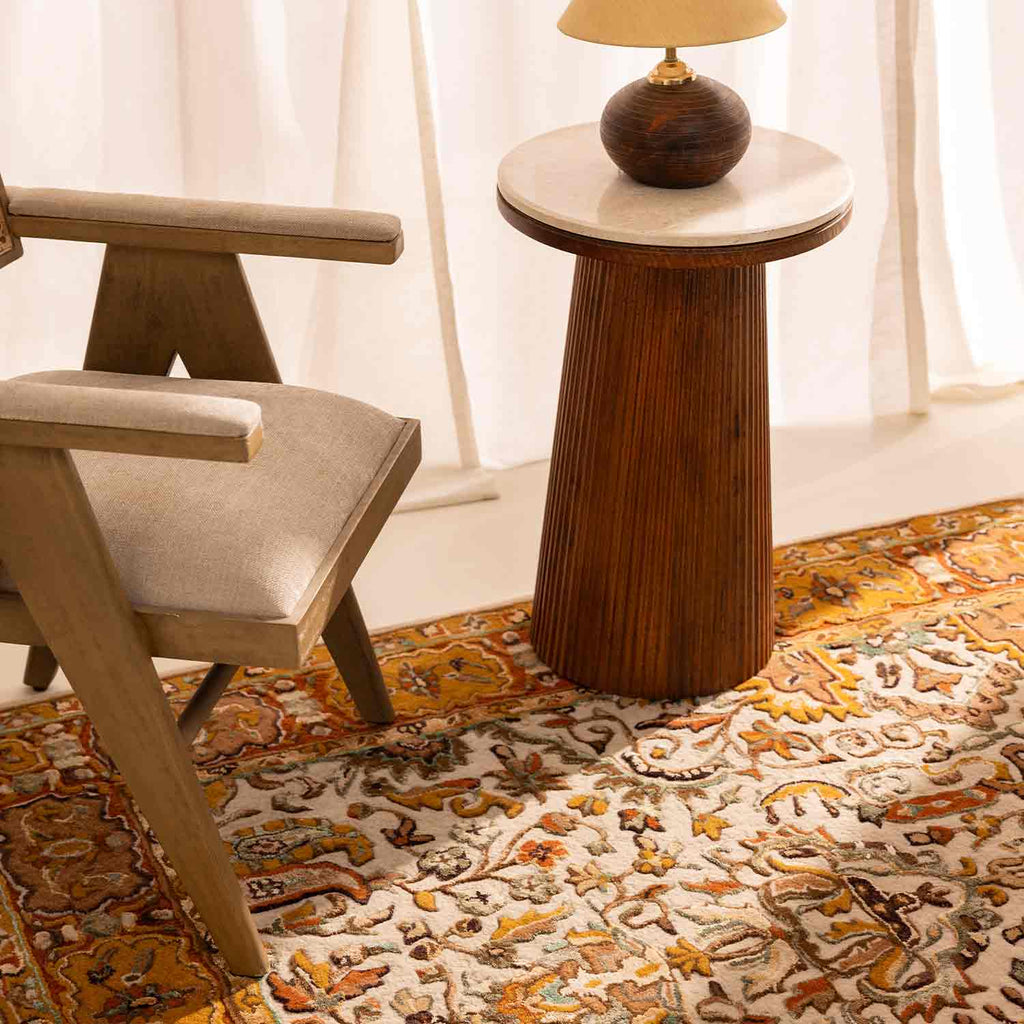 Negin Off White and Rust Hand Tufted Woolen Rug