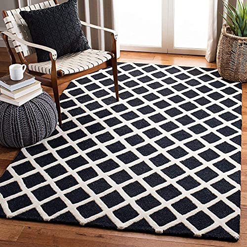 Black & White High Low Pile Hand Tufted Wool Carpet