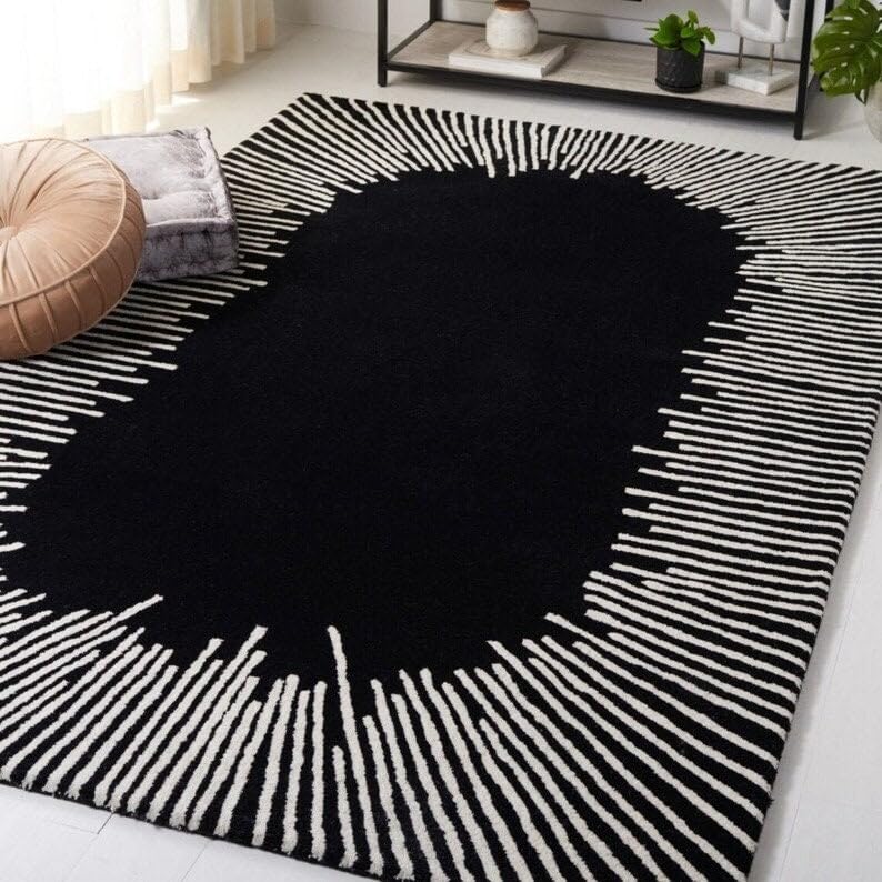 Black Hand Tufted Wool Carpet