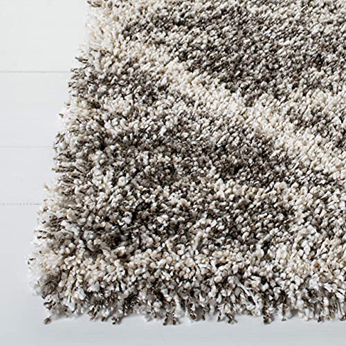 Brown & Ivory Round Trellis Microfiber Super Soft Anti Skid Shaggy Rug