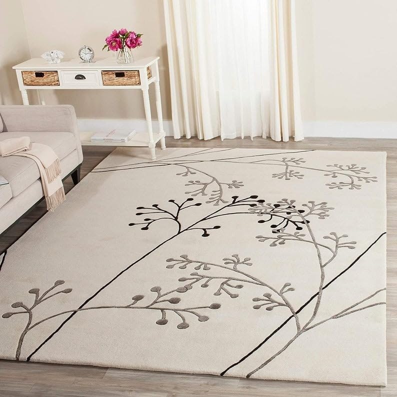 Floral Ivory Hand Tufted Wool Carpet