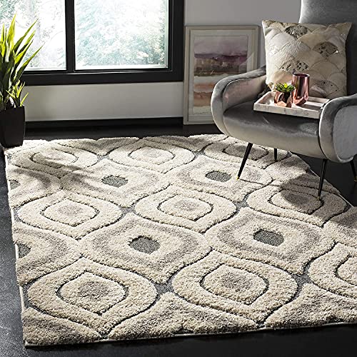 Light Beige & Grey Fluffy Living Room Soft Touch Carpet Comfy Bedroom Anti Skid Drawing Kids Room