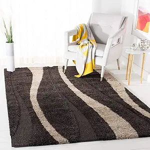 Brown & Beige Hi-Lo Microfiber Super Soft Shaggy Carpet