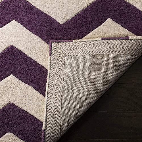 Zig Zag Purple Hand Tufted Wool Rug For Living Room & Bed Room