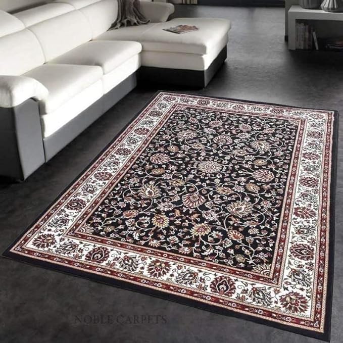 Black Kashmiri Wool Traditional Kashmiri Carpet