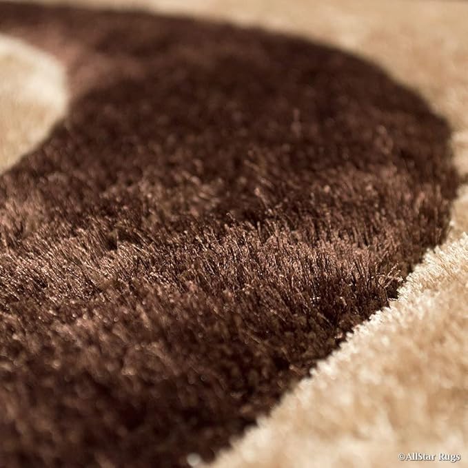 Beige & Brown Handcrafted Microfiber Super Soft Anti Skid Shaggy Carpet