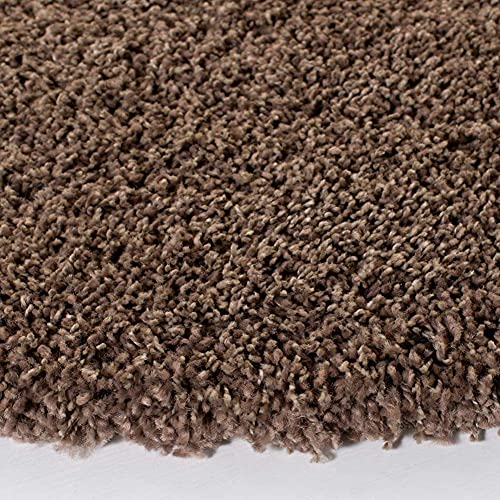 Light Brown Handcrafted Round Solid Microfiber Plush Anti Skid Shaggy Carpet