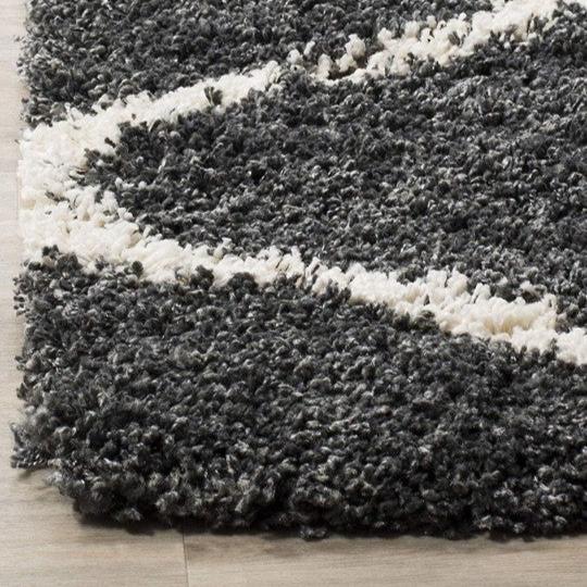 Grey & White Handcrafted Super Soft Microfiber Moroccan Shaggy Carpet