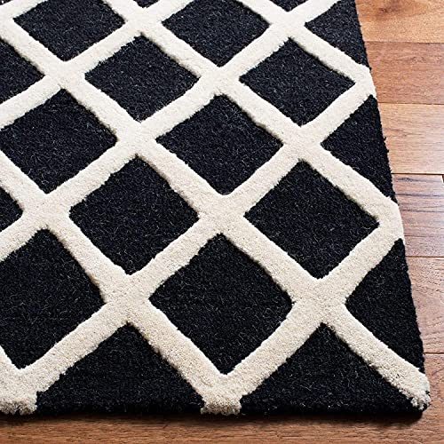 Black & White High Low Pile Hand Tufted Wool Carpet