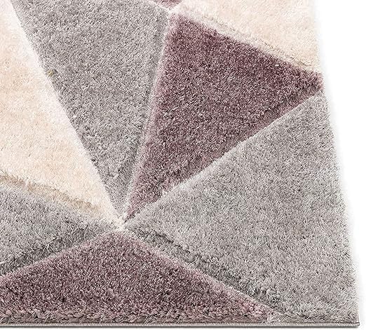 Brown & Grey Handmade Microfriber Soft & Plush Geometric Shaggy Carpet