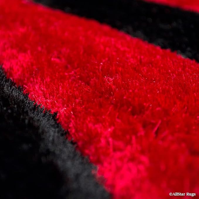 Red & Black Handcrafted Microfiber Super Soft Anti Skid Shaggy Carpet