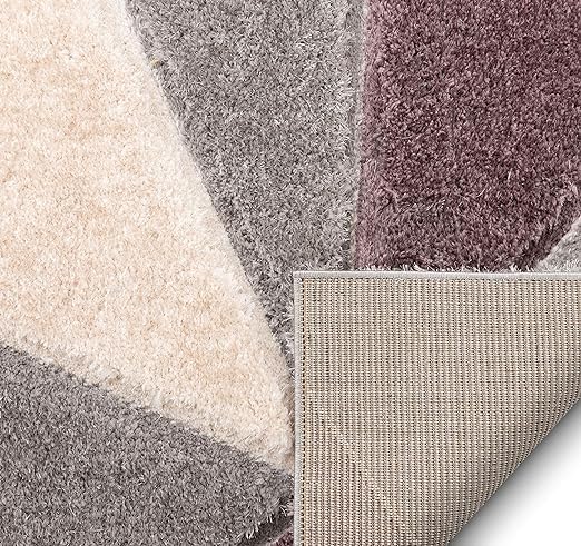 Brown & Grey Handmade Microfriber Soft & Plush Geometric Shaggy Carpet