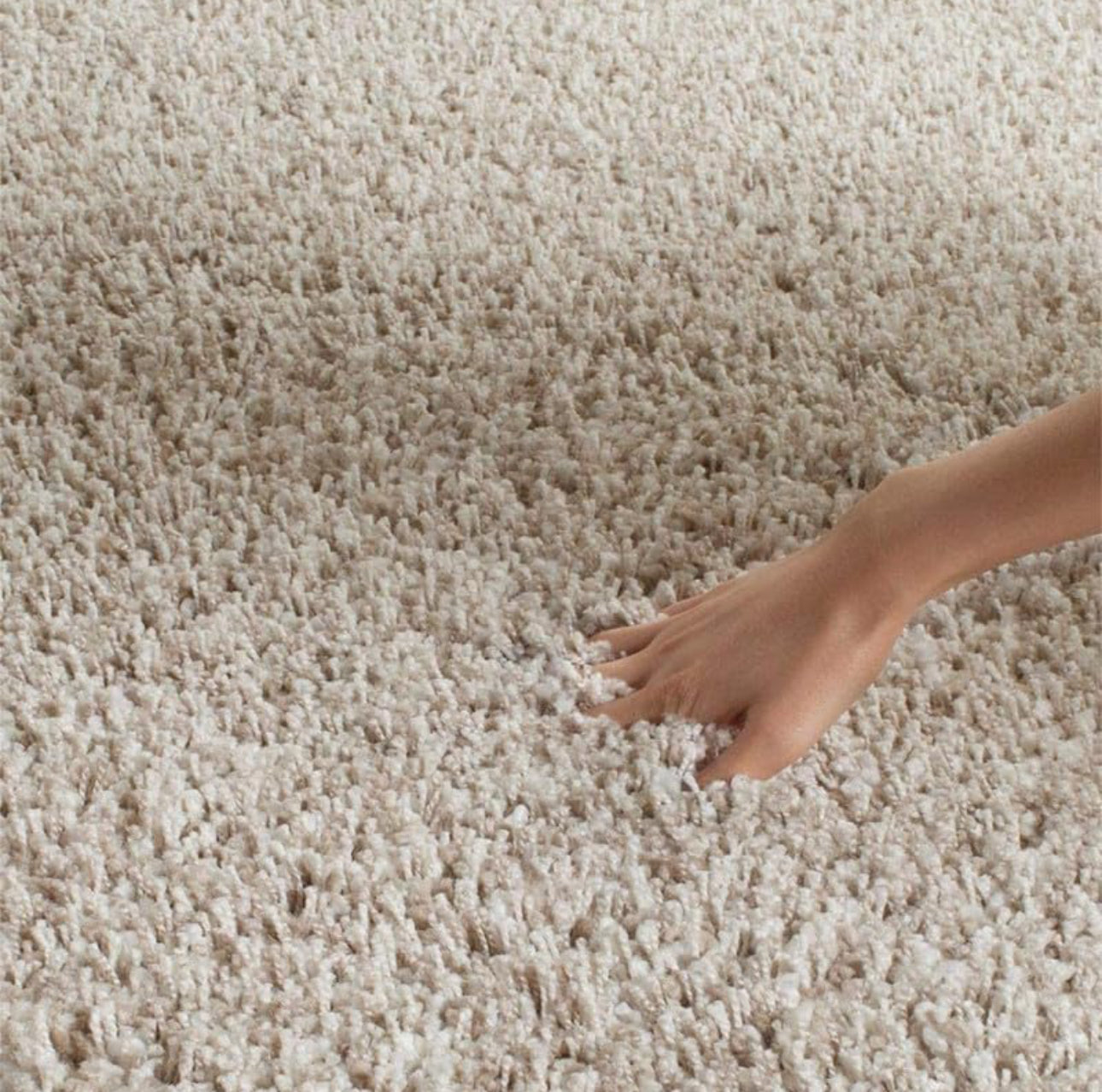 Light Beige Handcrafted Round Solid Microfiber Plush Anti Skid Shaggy Carpet