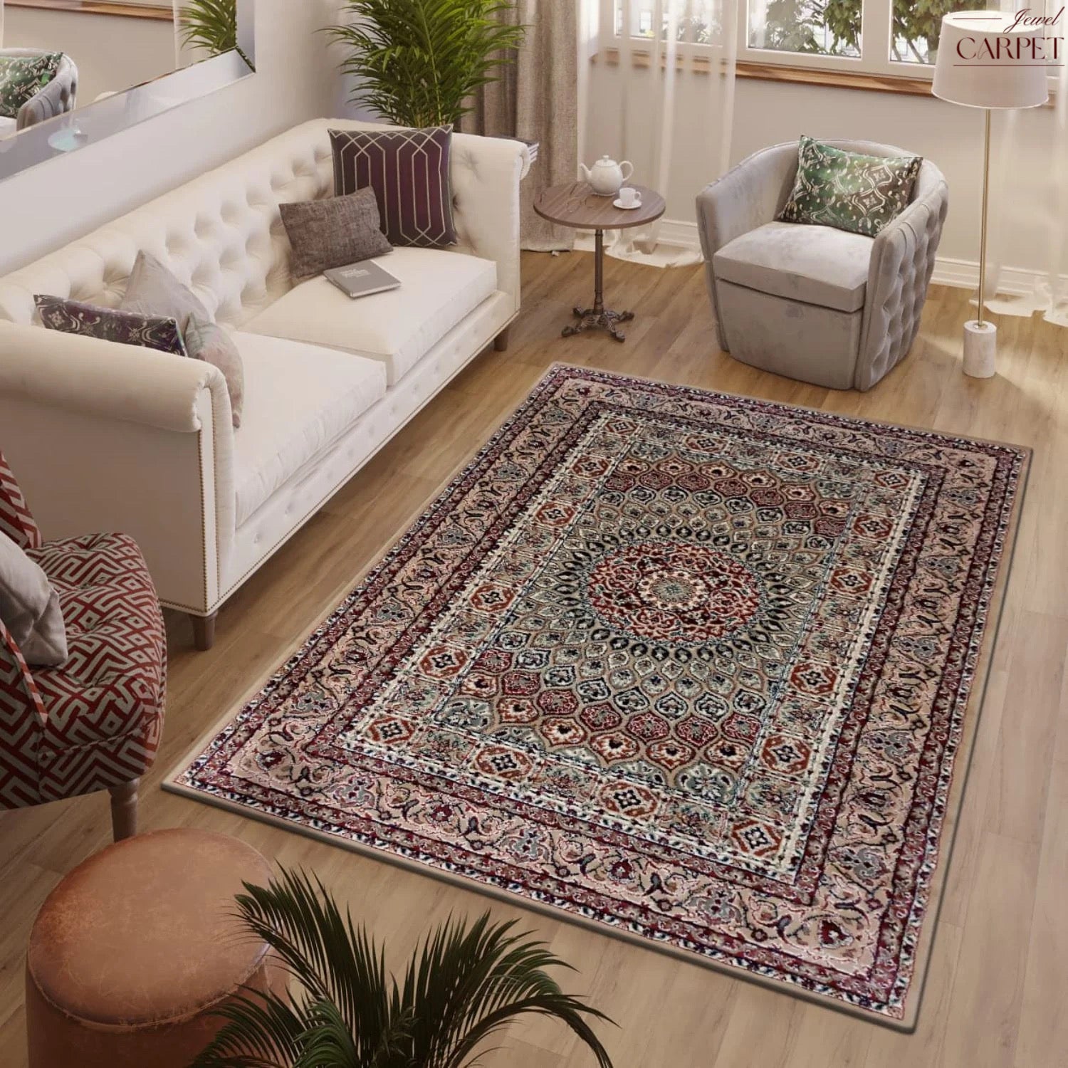 Beige Persian Wool Traditional Anti Skid Heavy Carpet