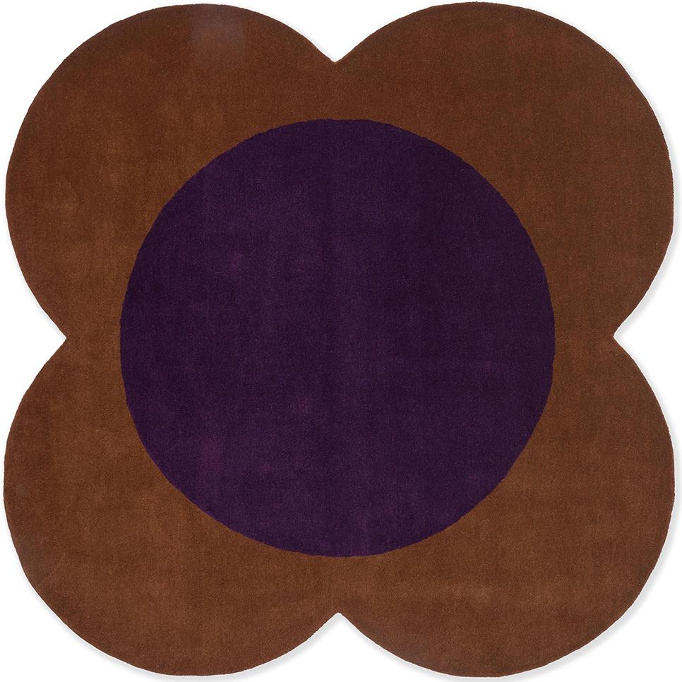 Brown Flower Irregular Designer Wool Hand Tufted Rug