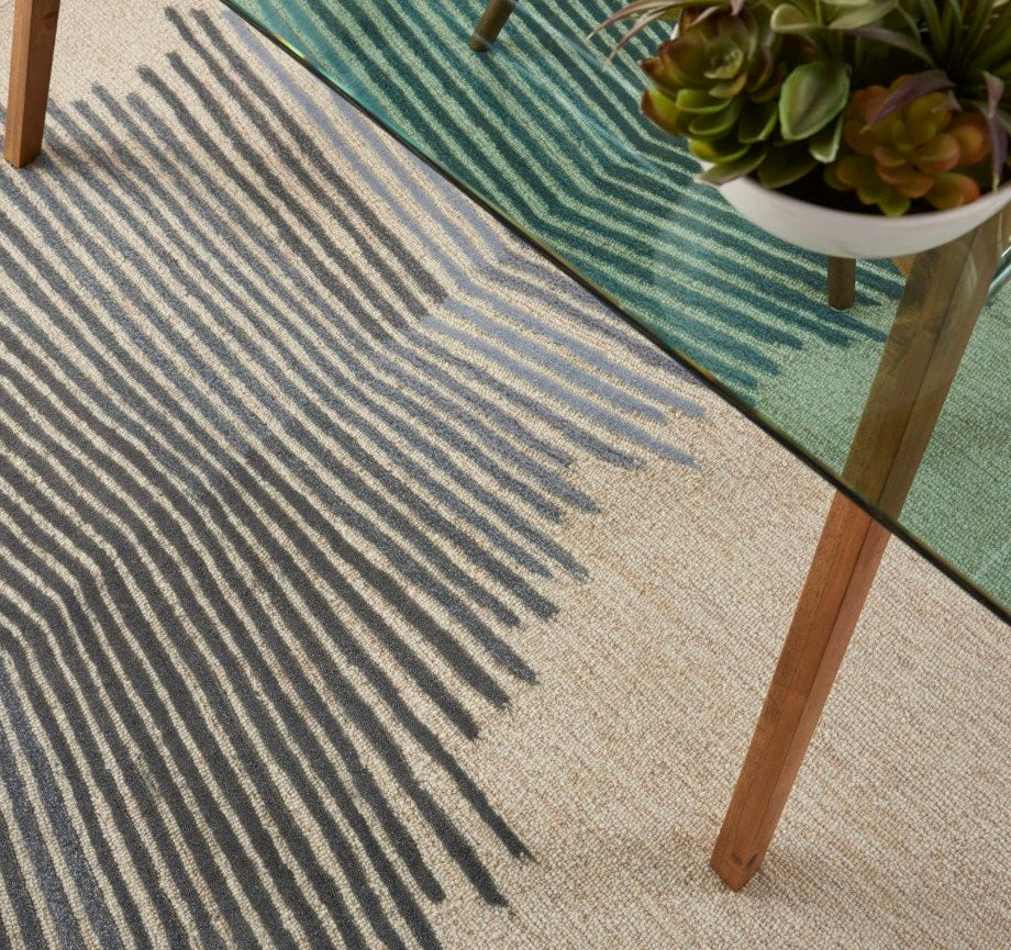 Sand Beige & Grey Hlexy New Zealand Wool Hand Tufted Rug