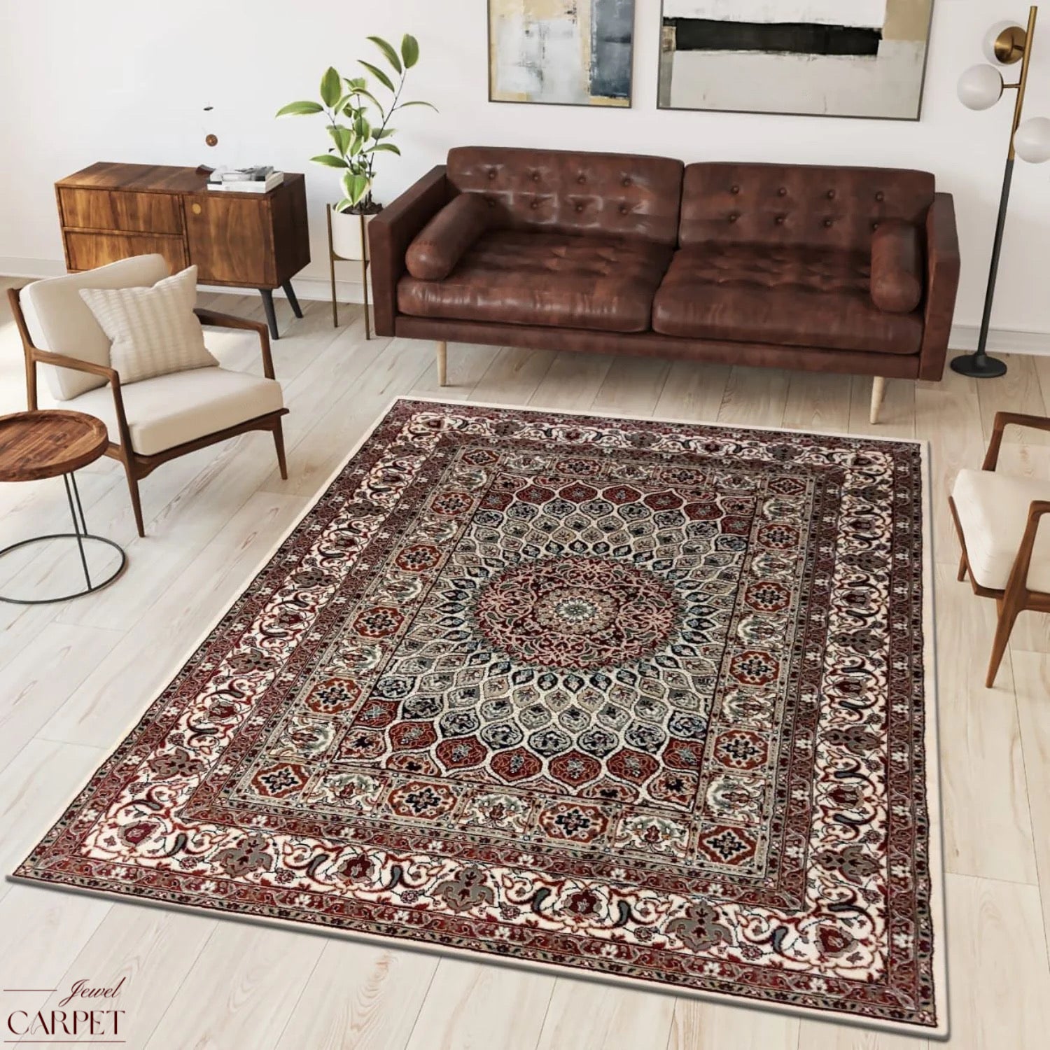 Off White Persian Wool Soft & Plush Anti Skid Backing Heavy Rug