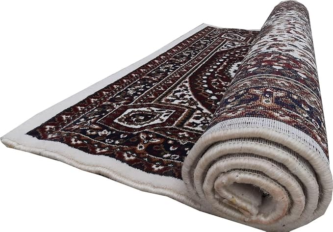 Maroon Kashmiri Wool Traditional Kashmiri Carpet