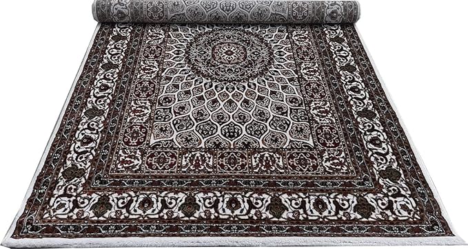 Cream Kashmiri Wool Traditional Kashmiri Carpet