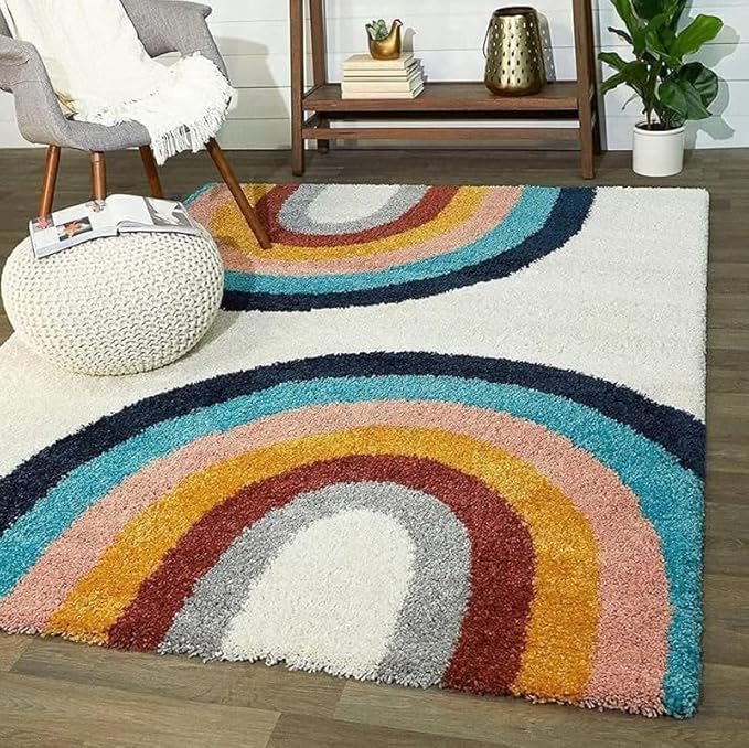 Double Rainbow Microfiber Super Soft Shaggy Carpet