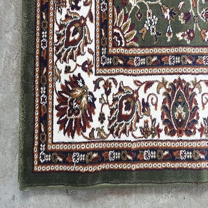 Green Kashmiri Wool Traditional Kashmiri Carpet