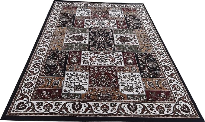 Black Kashmiri Wool Traditional Kashmiri Carpet